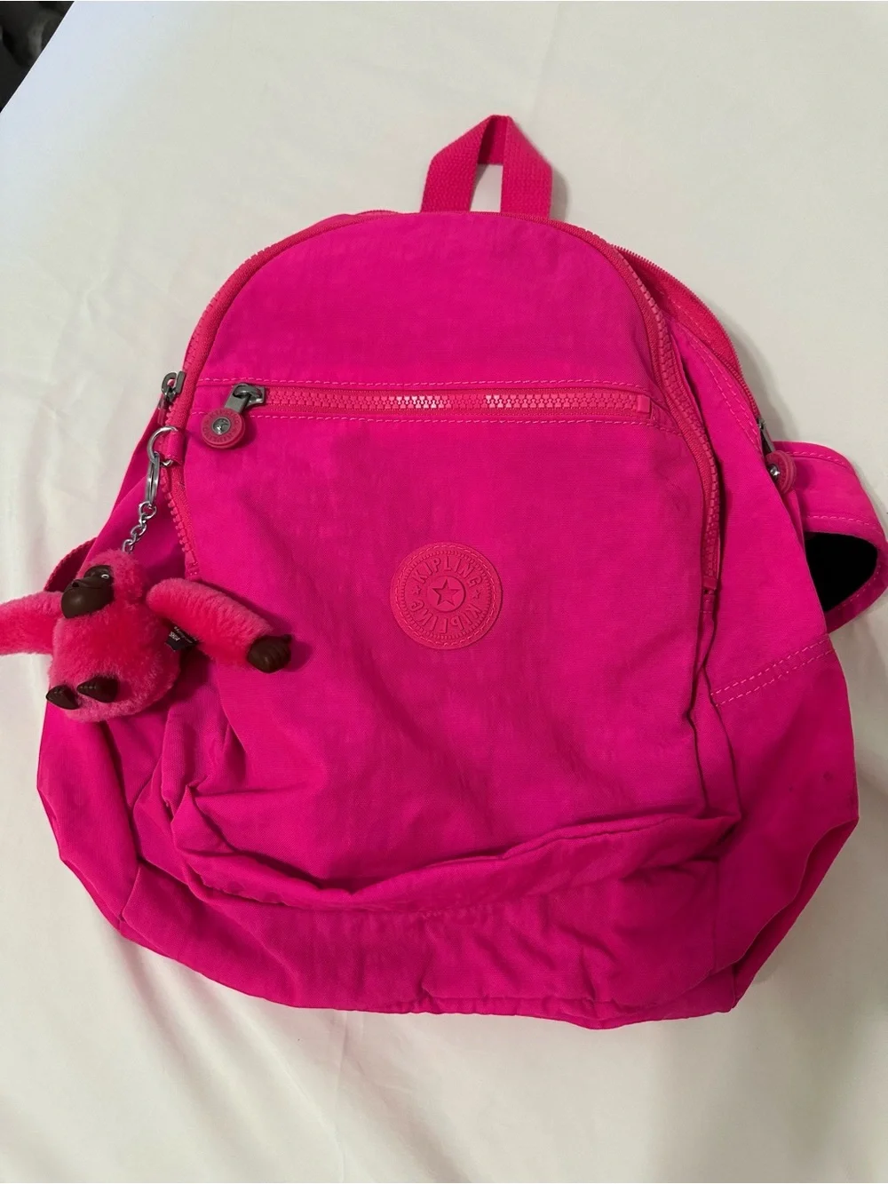 Kipling Pink Backpack with Monkey Keychain – New Without Tags